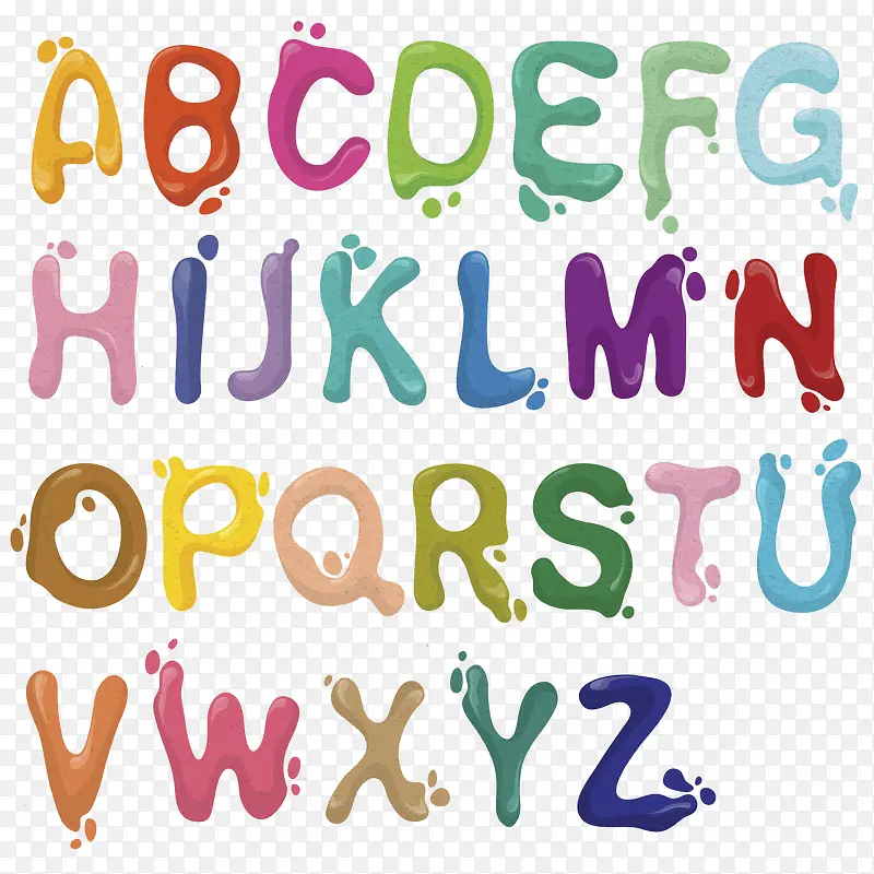 多彩水墨英文字母表