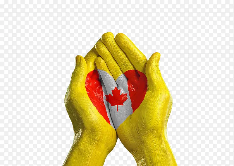 加拿大心形旗帜手绘