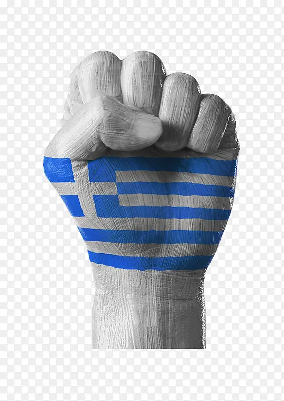 手绘国旗希腊在手上的图案