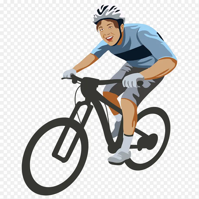 手绘人物插画骑自行车的男孩