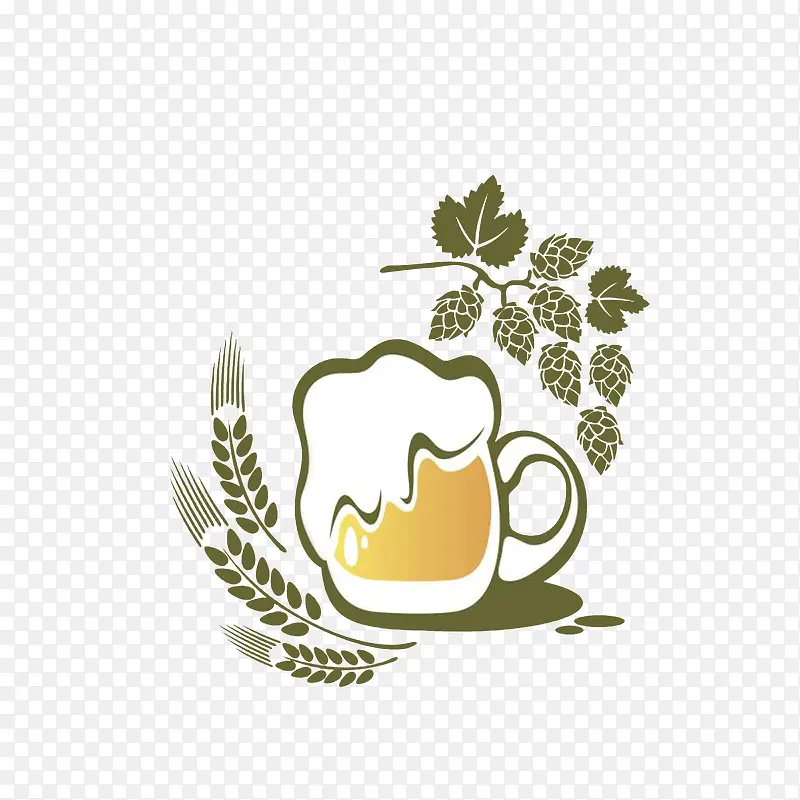 卡通啤酒小麦葡萄素材