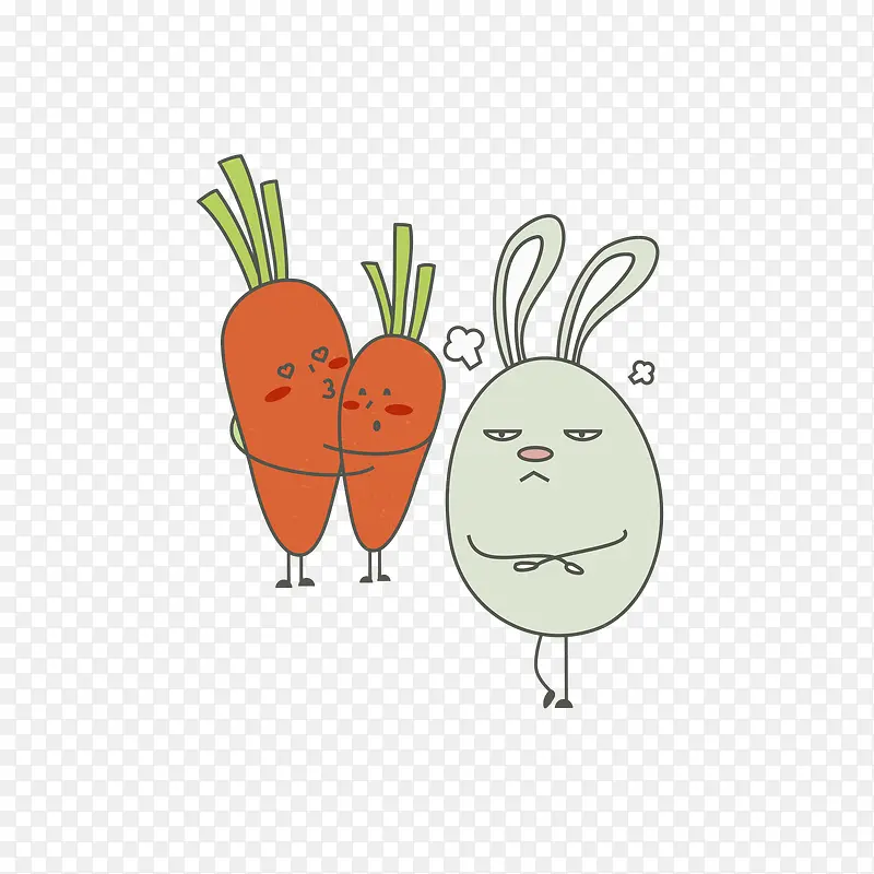 卡通萝卜和兔子免抠图