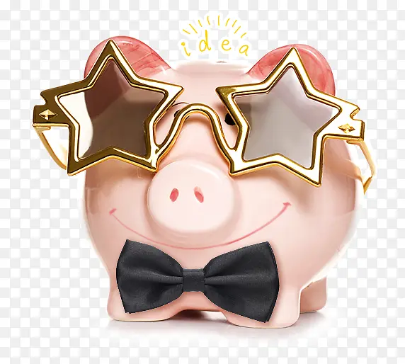 脑门放光的带着星星眼镜的小猪猪