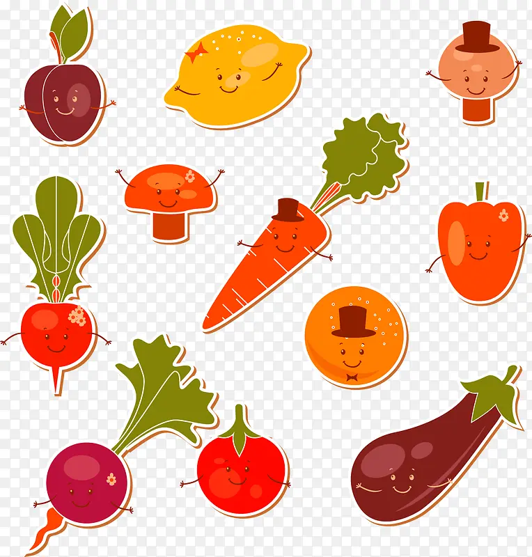 矢量可爱的蔬菜图案