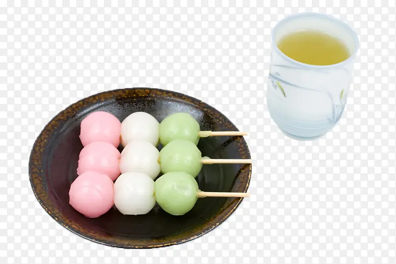 日式茶和三色丸子小点心