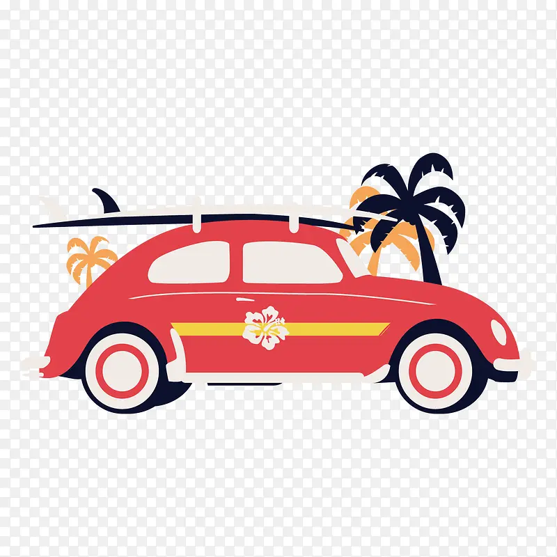手绘红色汽车