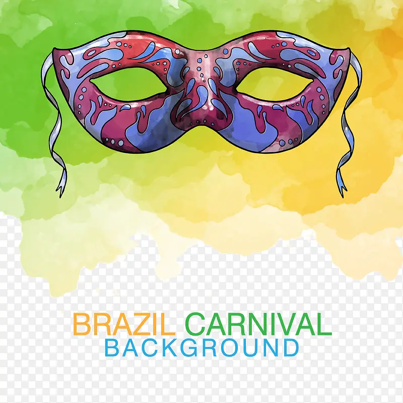 巴西舞会装饰水彩面具