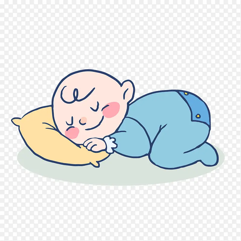 卡通睡觉的男婴矢量图