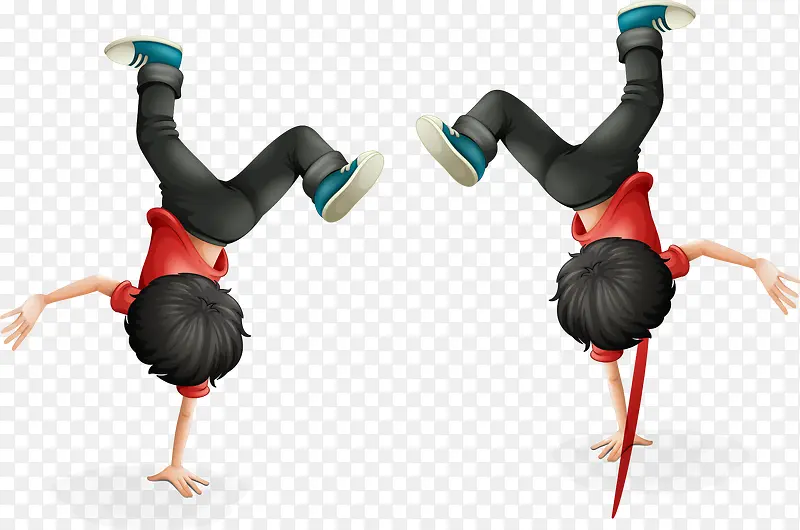 跳舞翻跟斗的男孩矢量图