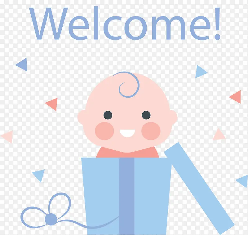 蓝色礼盒里的婴儿