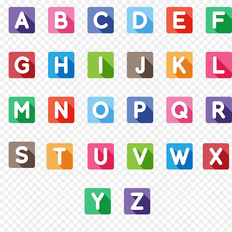 26个方形大写字母矢量