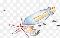 海报漂流瓶摄影海星贝壳