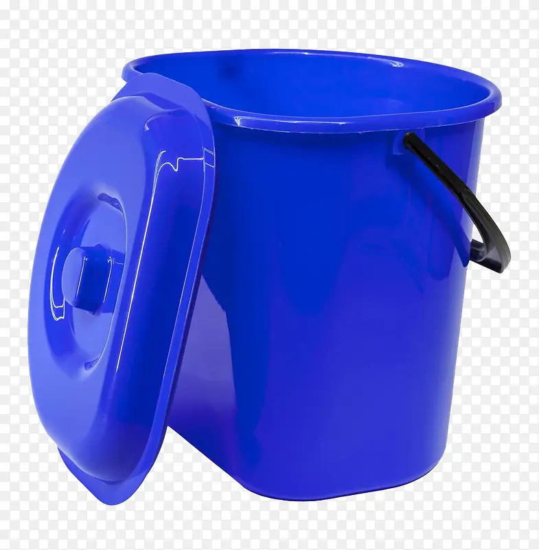 蓝色带盖塑料大桶