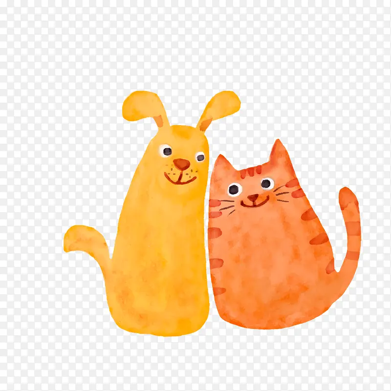 彩绘猫和狗朋友矢量图