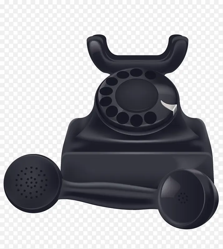 黑色老式电话机矢量图