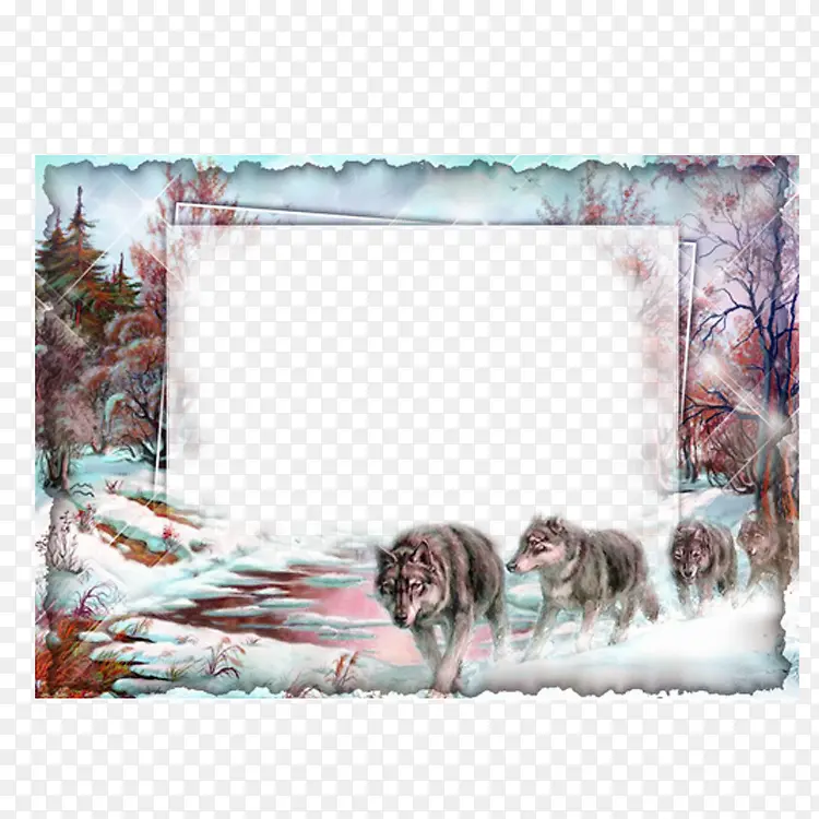 雪狼相框