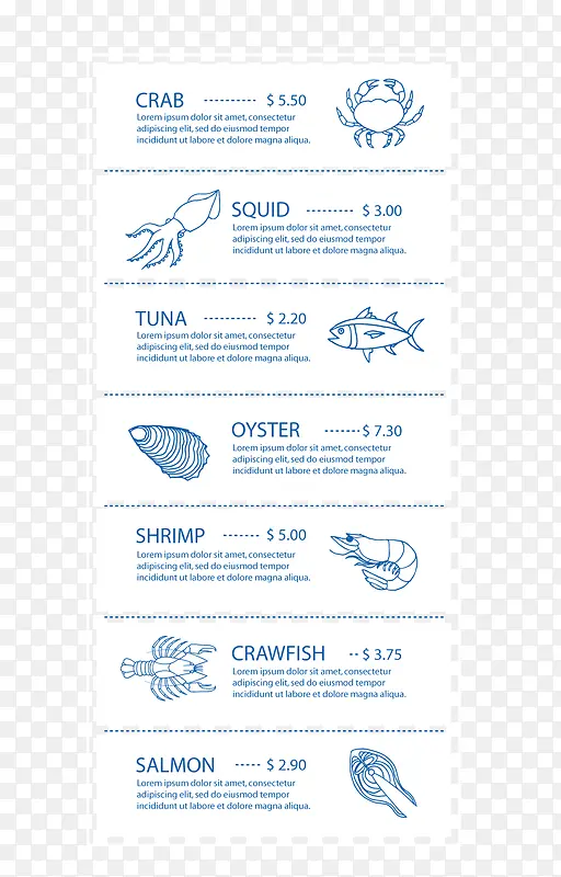 手绘海鲜菜单