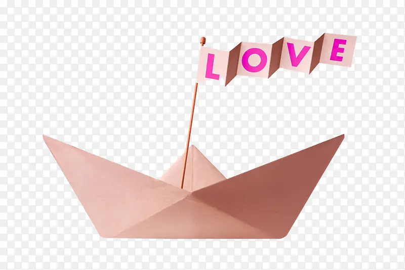 粉色纸船插画