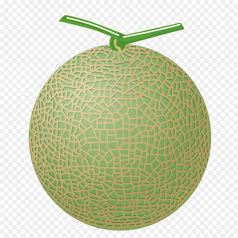 卡通手绘绿色的哈密瓜