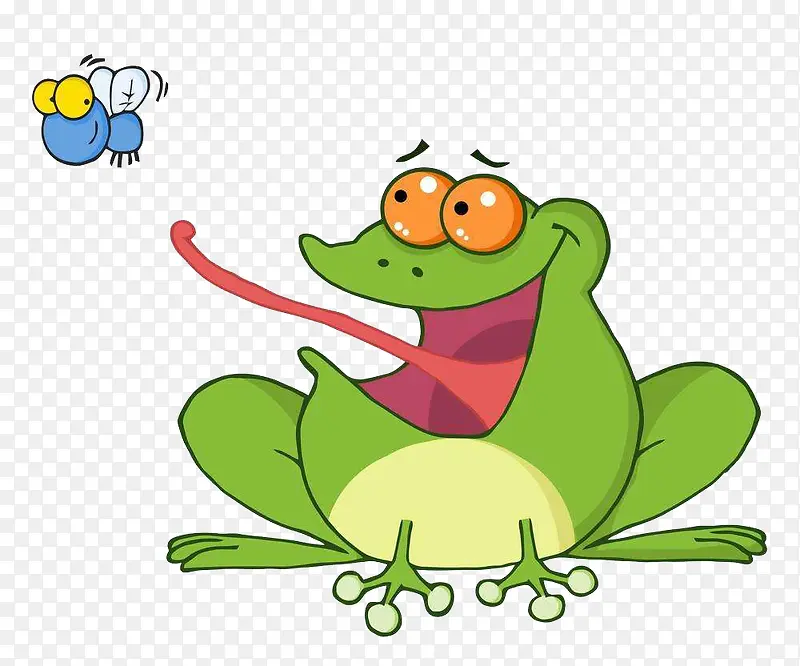 绿色吃虫子的卡通青蛙