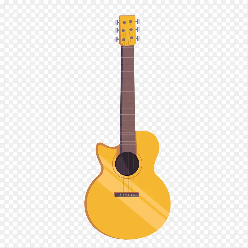 黄色吉他乐器矢量图