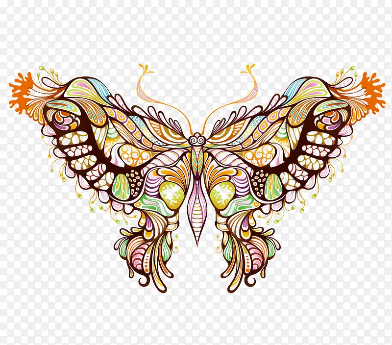 抽象创意花纹彩色昆虫蝴蝶