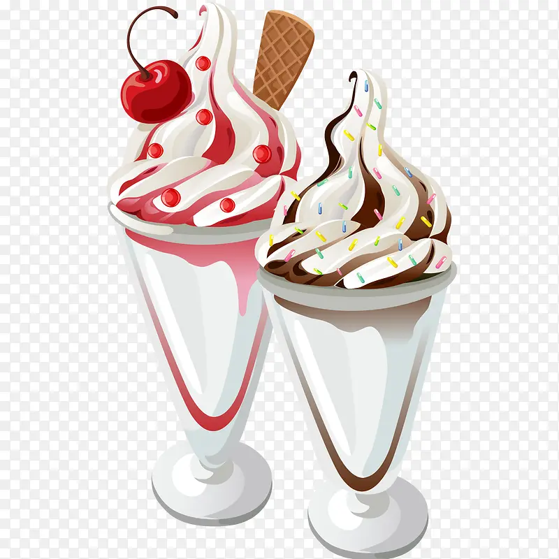 草莓冰淇淋和巧克力冰淇淋