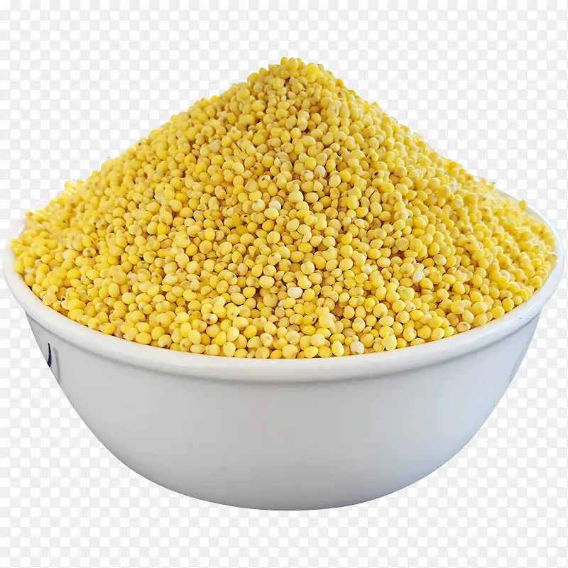 一碗金黄的新鲜有机小米实物免抠