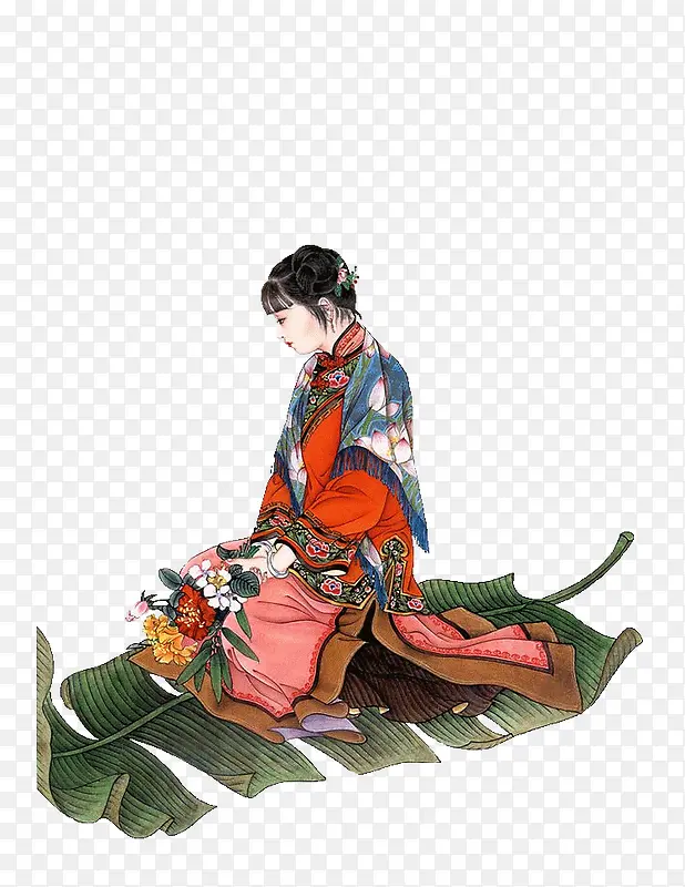 叶子上的美女