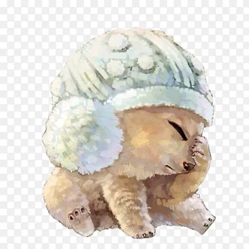 北极熊戴帽子手绘素材图片