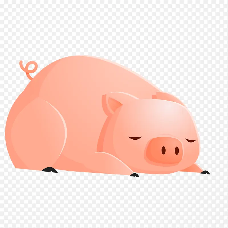 卡通睡觉的小猪动物设计