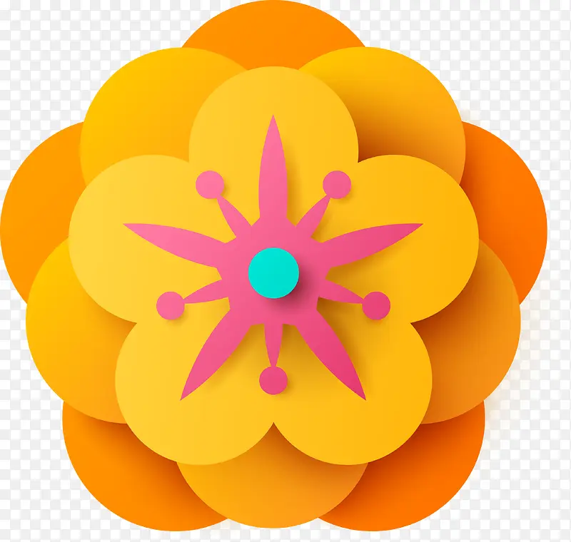 微立体橙色花卉花朵