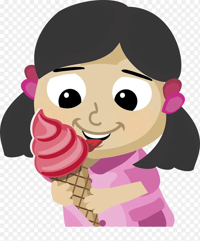 矢量吃冰淇淋的女孩