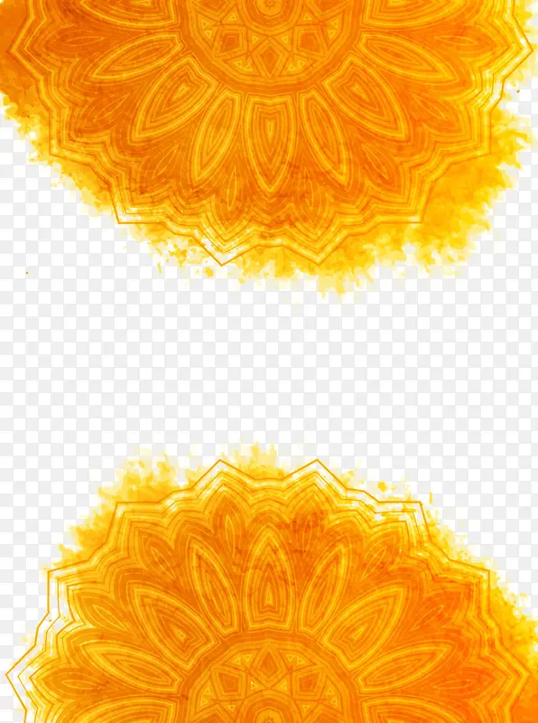 手绘橙色向日葵