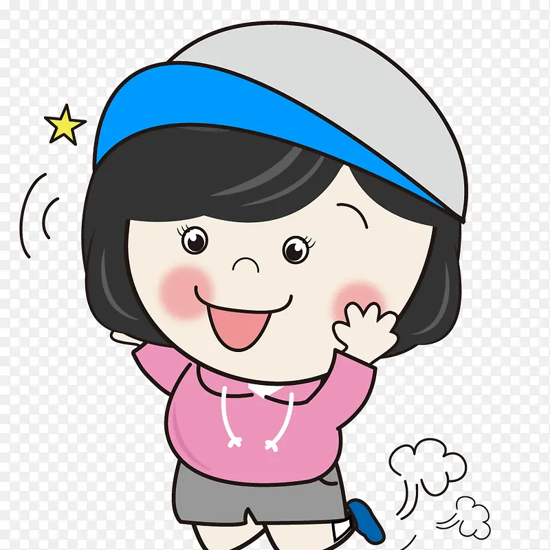 开心的卡通女孩简图