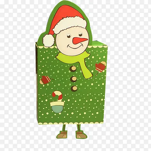 绿色雪人圣诞平安果包装盒