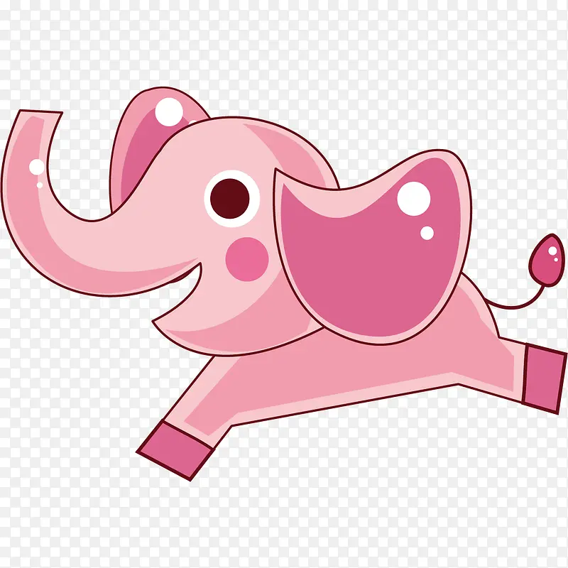 卡通手绘粉色大象