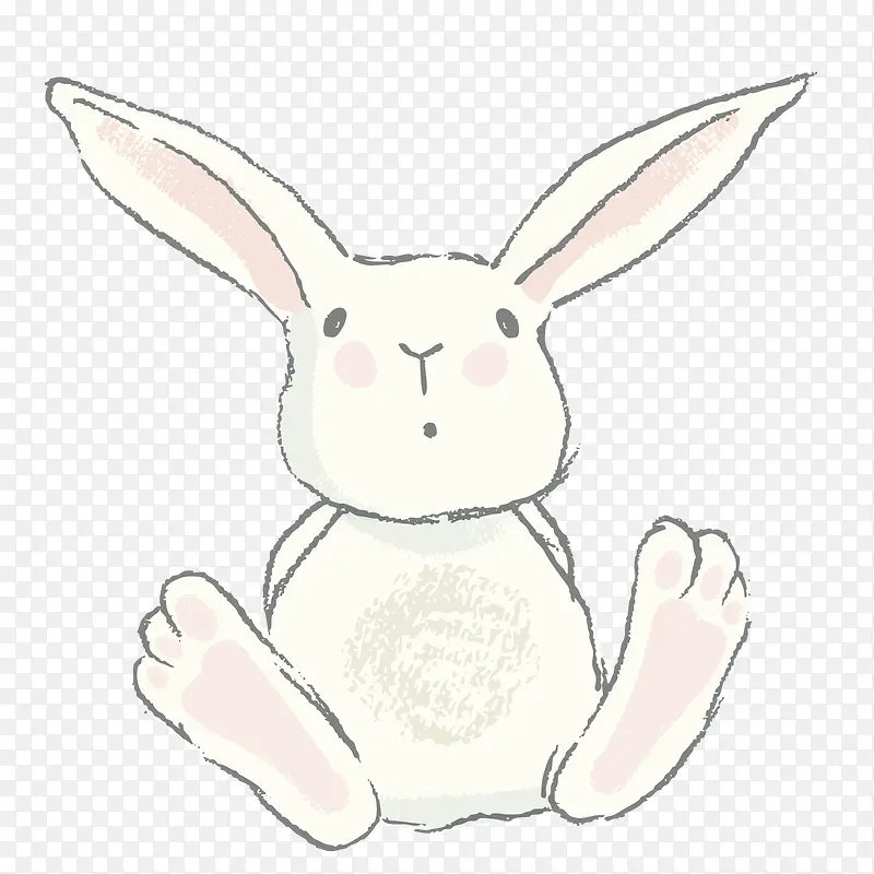 卡通坐着的小兔子矢量图
