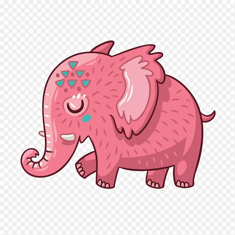 粉色的大象民族饰物免抠素材
