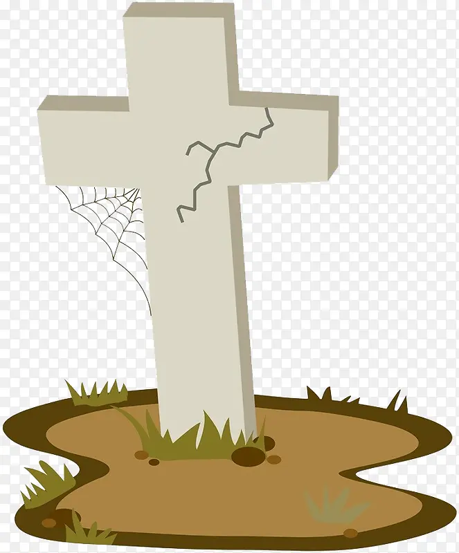 裂痕的墓碑十字