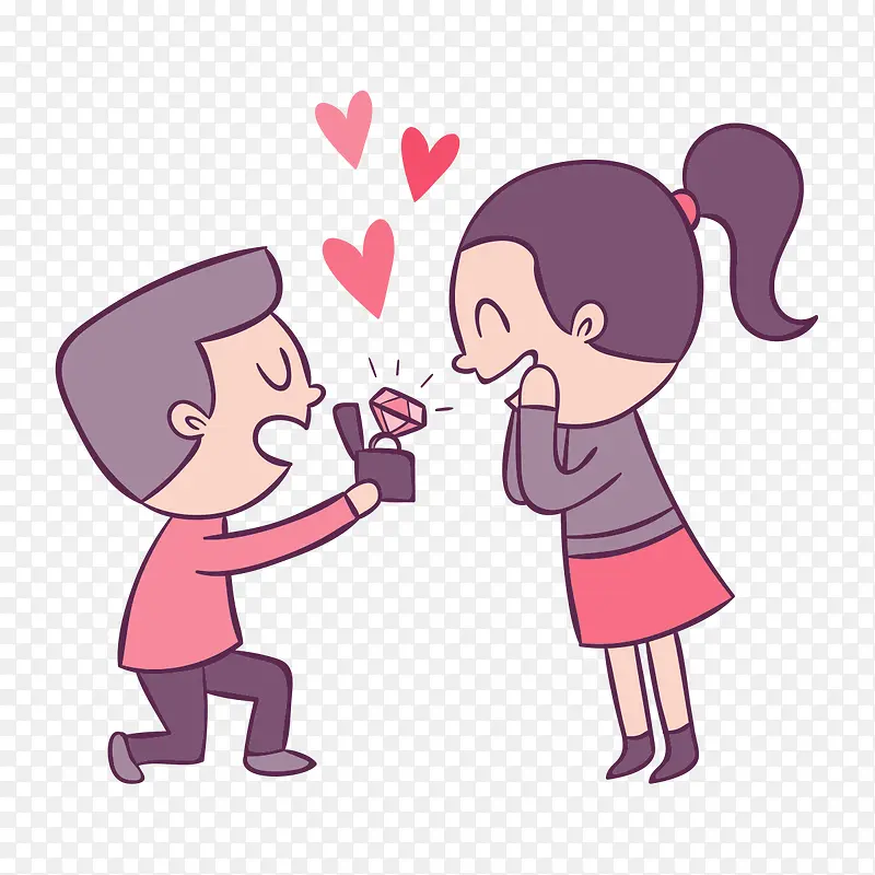 情人节求婚的情侣插画