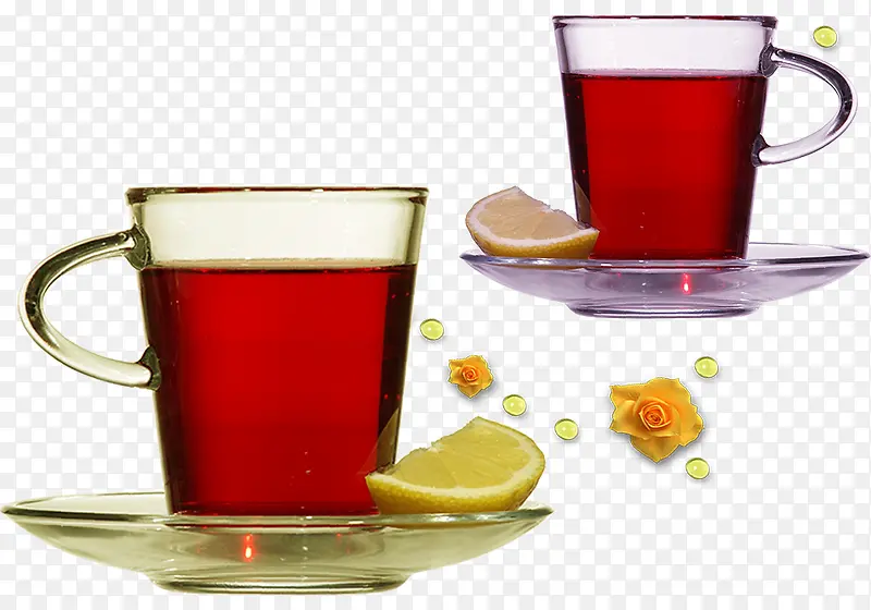 玻璃茶杯和柠檬