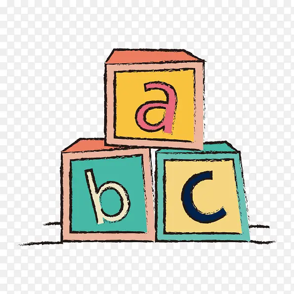 矢量手绘ABC立方块
