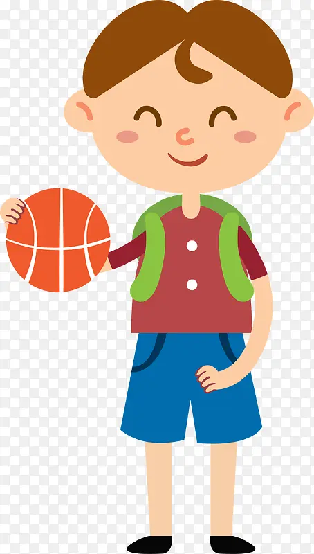 开学季拿着篮球的小男孩