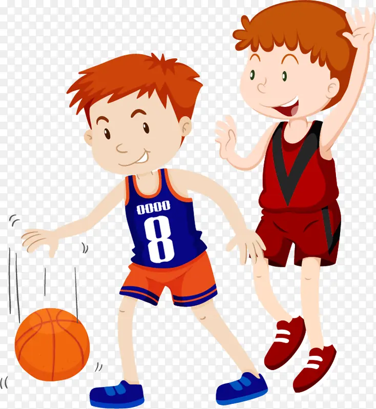 一起打篮球的男孩