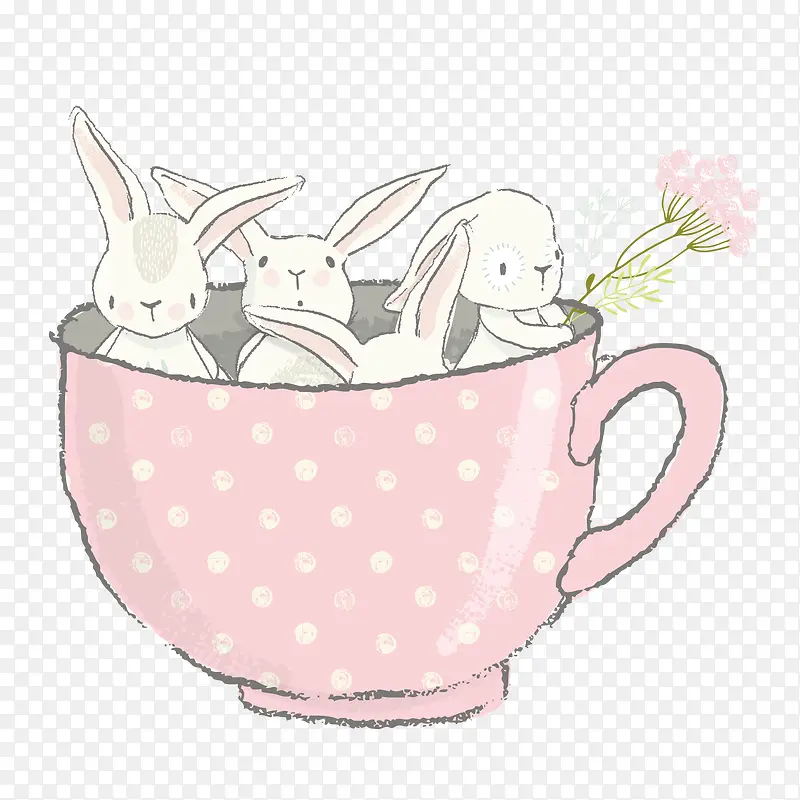 粉红兔子杯子手绘