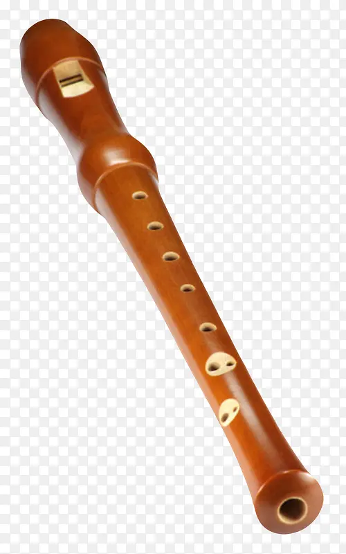 棕色木质乐器竖笛实物