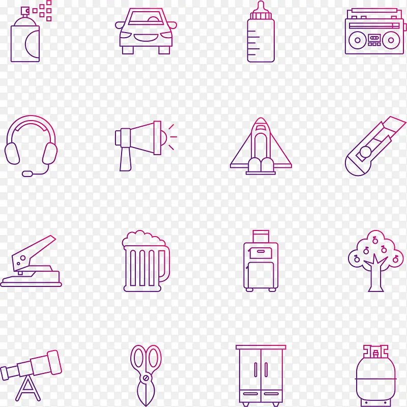渐变生活办公线条图标集合