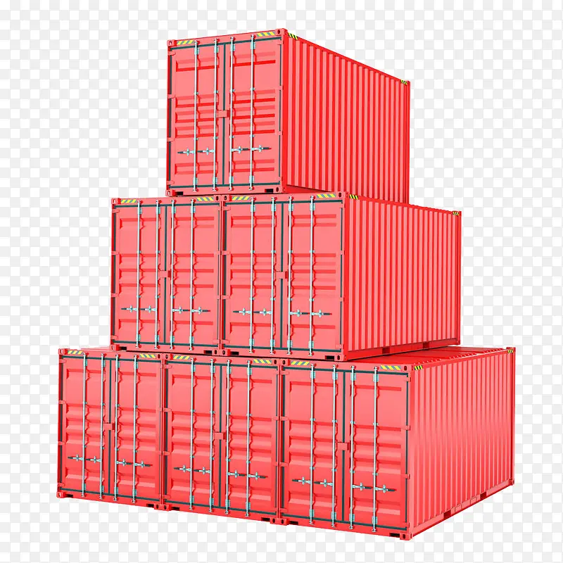 堆叠的红色集装箱