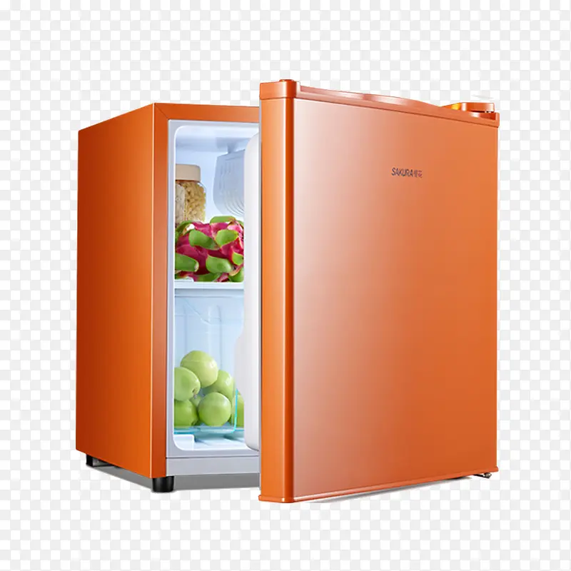 橙色单门冰箱